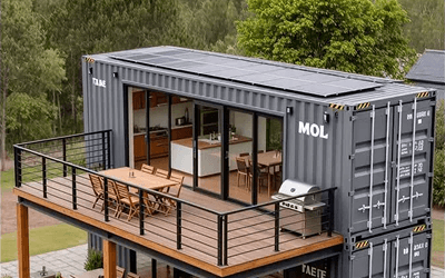 Eco-friendly container home with deck