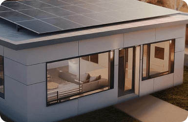 Rooftop solar panels on a Jerrni home
